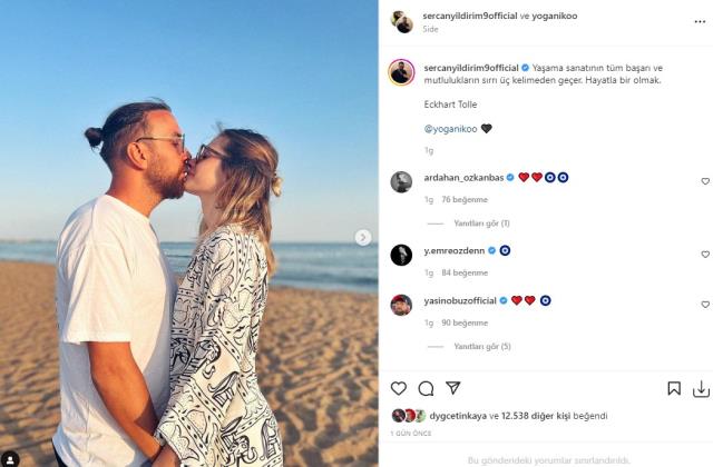 Aşka gelen eski Survivor yarışmacısı Sercan Yıldırım, eşiyle öpüşme pozunu paylaştırın