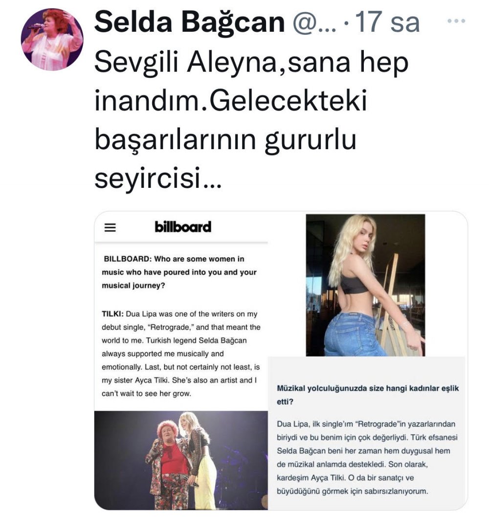 Billboarda roportaj veren ilk Turk sarkici olan Aleyna Tilki dergide