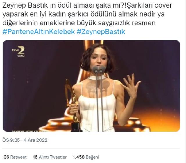 Altın Kelebek'te ödül alan Zeynep Bastık sosyal medyanın diline düştü: Hak etmedi