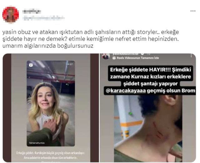 Şiddet iddiasıyla ortaya çıkan Batuhan Karacakaya'ya destek olan Atakan Işıktutan ve Yasin Obuz'a tepki