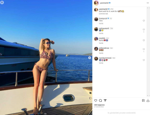 Yaz sezonunu açan Yasmin Erbil, bikinili pozlarını paylaştı