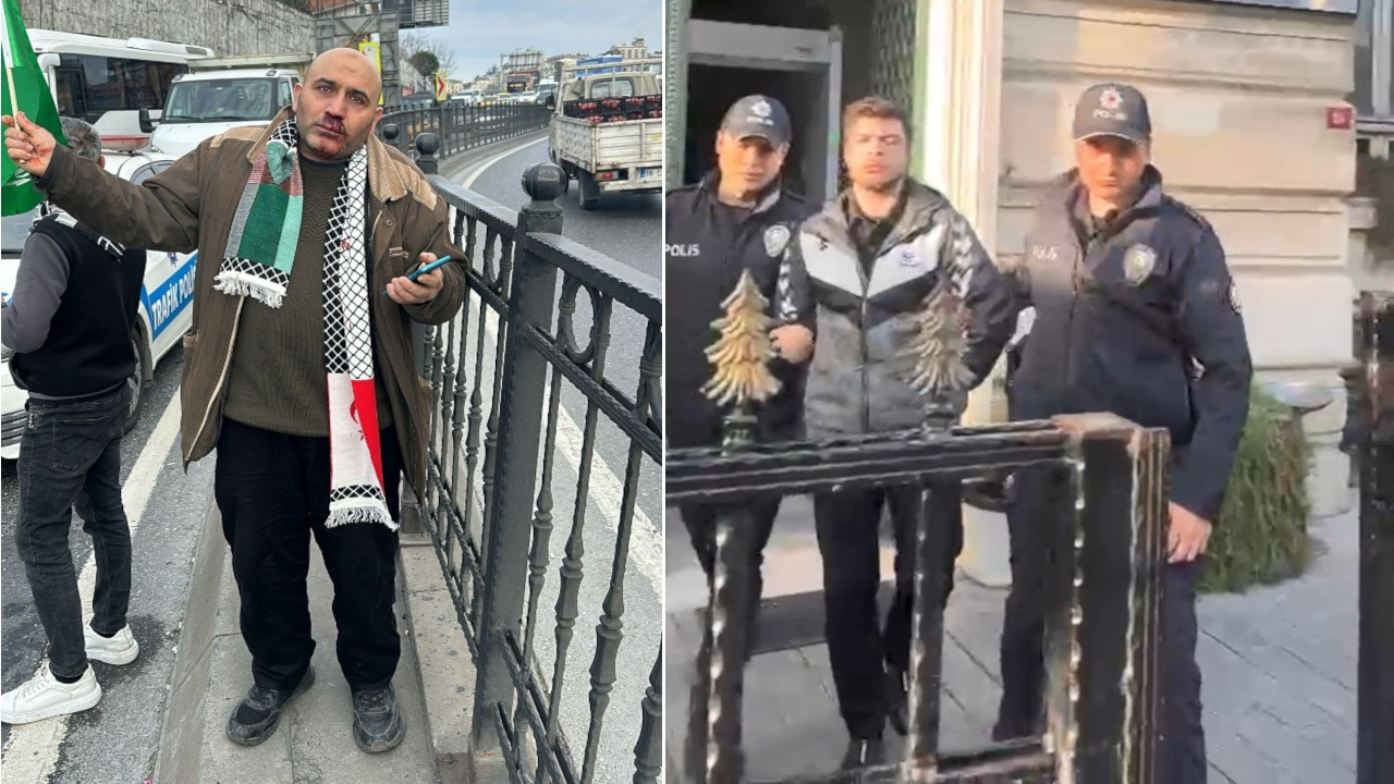 'Tevhid' bayrağı taşıyan adama yumruk atan Akersoy tutuklandı